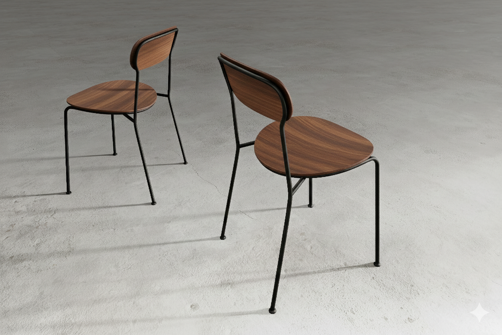 Stack dining chair in walnut from Stellar Works