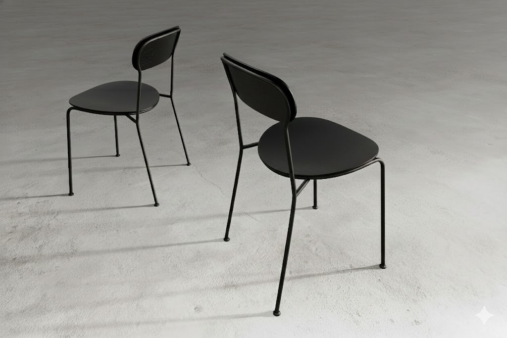 Stack dining chair in black lacquered oak from Stellar Works