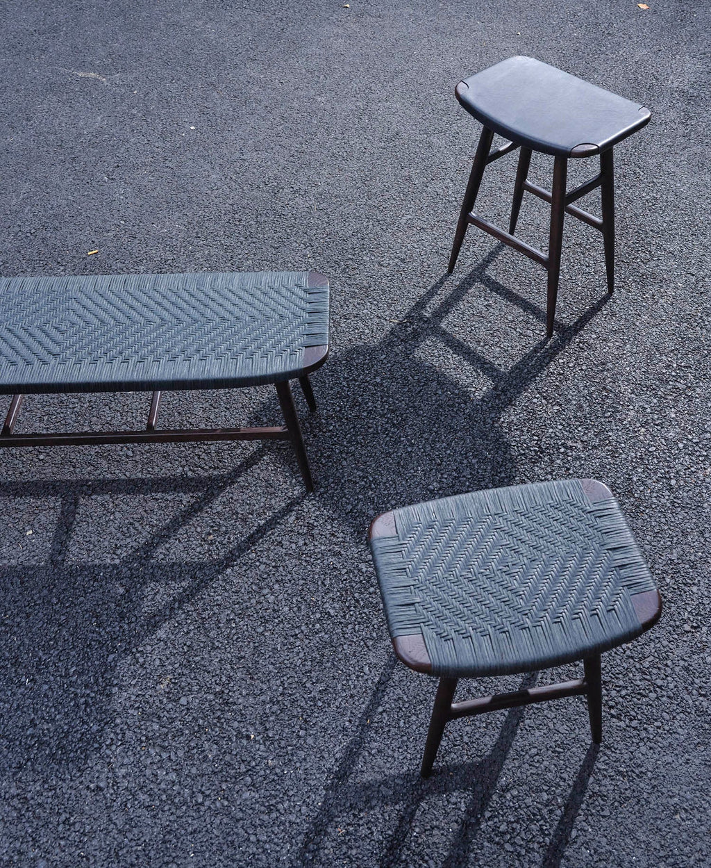 Freja bench in black oak with black cane from Stellar Works