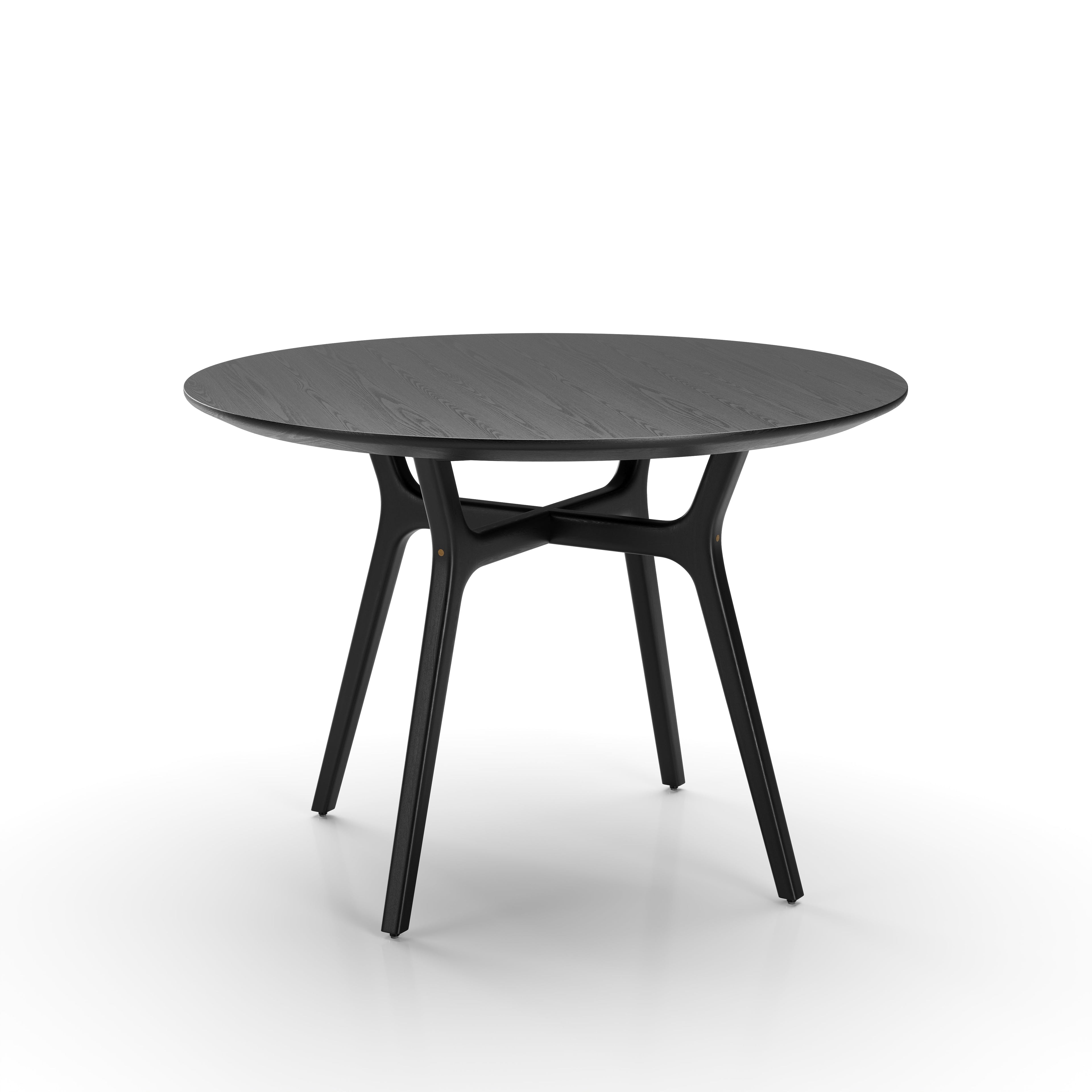 Rén spisebord Ø110cm sort malet eg, sort stel