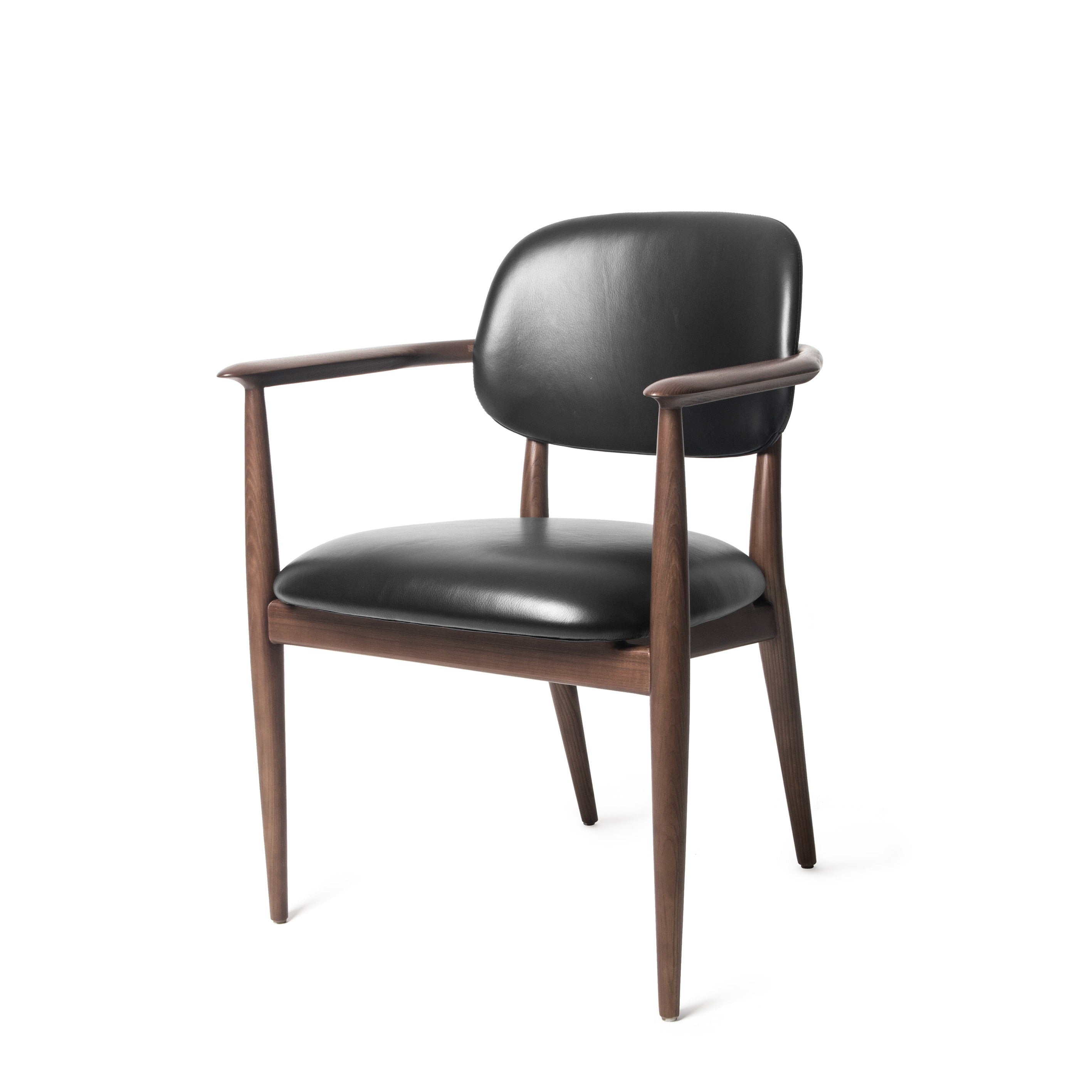 Slow spisebordsstol, valnød sort læder fra Stellar Works